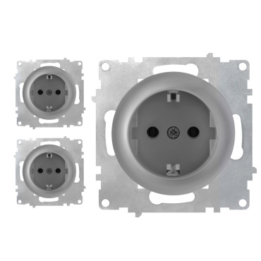 3x Schuko-Steckdosen Set - grau